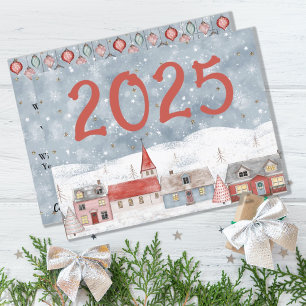 Sweet Country Houses 2025 New Years Holiday Card Postkarte