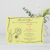 Sweet Couple in Rain Verlobung Einladung (Stehend Vorderseite)