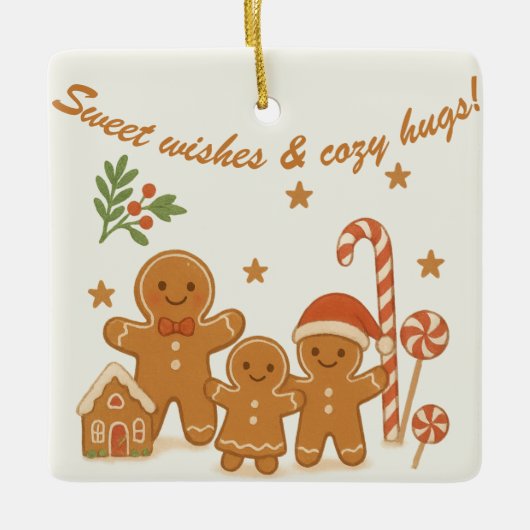 Sweet & Cozy Gingerbread Family Christmas Ornament (Vorderseite)