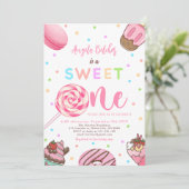 Sweet Cream Celebration Sweet One Birthday Party Einladung (Stehend Vorderseite)