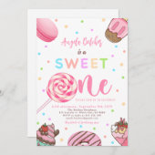 Sweet Cream Celebration Sweet One Birthday Party Einladung (Vorne/Hinten)