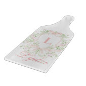 Sweet Crest mit rosa Schleifen | Monogramm Schneidebrett (Ecke)