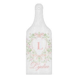 Sweet Crest w/ Pink Bows | Monogram Schneidebrett