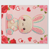 Sweet Crochet Bunny & Roses Geschenkpapier (Flach)