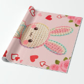 Sweet Crochet Bunny & Roses Geschenkpapier (Ungerollt)