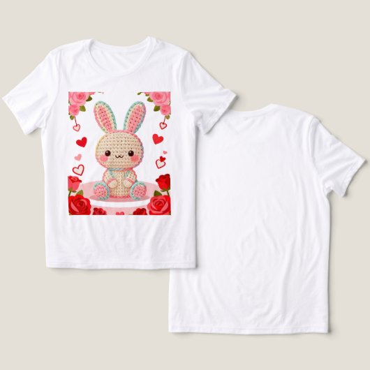 Sweet Crochet Bunny & Roses Tri-Blend Shirt (Design Vorderseite & Rückseite)