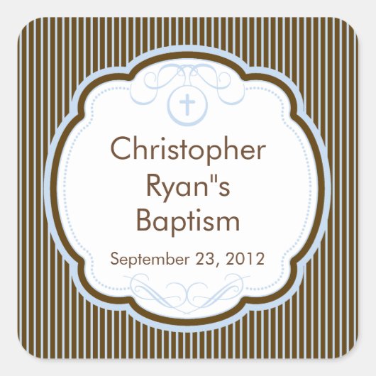 Sweet Cross in Frame Taufe Gunst Siegel Quadratischer Aufkleber (Vorderseite)