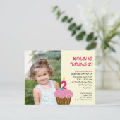 Sweet Cupcake 2. Geburtstagszeit Party Einladung (Stehend Vorderseite)