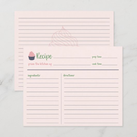 Sweet Cupcake Backfamilie Rezept Karte (Vorne/Hinten)
