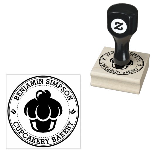 Sweet Cupcake Bakery Logo Rubber Briefmarke Gummistempel (Stempel)