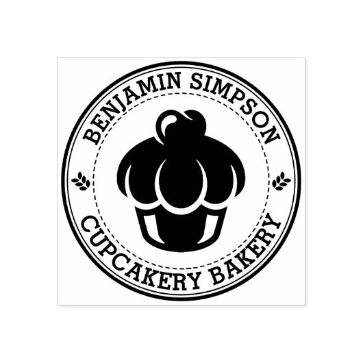 Sweet Cupcake Bakery Logo Rubber Briefmarke Gummistempel (Prägung)