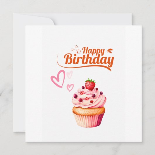 Sweet Cupcake Birthday Flat Greeting Card Karte (Vorderseite)