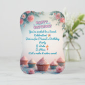 Sweet Cupcake Birthday Invitation 🎂 Pastel Party Einladung (Stehend Vorderseite)
