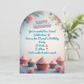 Sweet Cupcake Birthday Invitation 🎂 Pastel Party Einladung (Stehend Vorderseite)