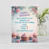 Sweet Cupcake Birthday Invitation 🎂 Pastel Party Einladung (Stehend Vorderseite)