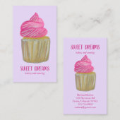 Sweet Cupcake Catering Bäckerei Lila Pink CUSTOM Visitenkarte (Vorne/Hinten)