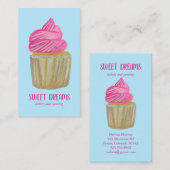 Sweet Cupcake Catering Bäckerei Pink Blue CUSTOM Visitenkarte (Vorne/Hinten)
