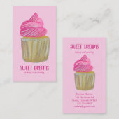 Sweet Cupcake Catering Bäckerei Pink CUSTOM Visitenkarte (Vorne/Hinten)