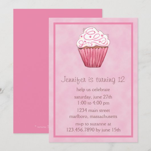 Sweet Cupcake Geburtstagsparty Einladung (Vorne/Hinten)