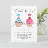 Sweet Cupcake Gender Reveal Party Einladung (Stehend Vorderseite)
