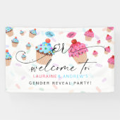 Sweet Cupcake Gender Reveal Party Willkommen Banner (Horizontal)