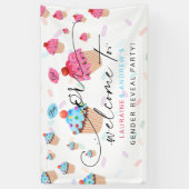 Sweet Cupcake Gender Reveal Party Willkommen Banner (Vertikal)