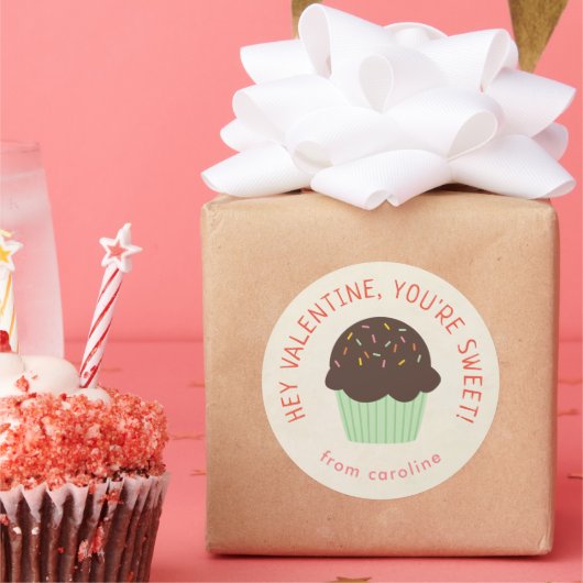 Sweet Cupcake Kinder Unterricht Valentinstag Party Runder Aufkleber (Party)