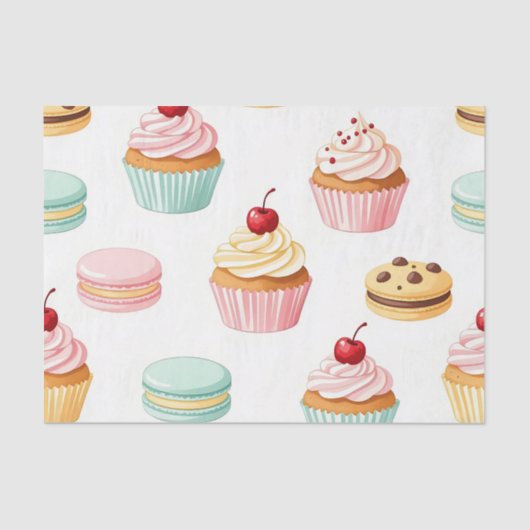 Sweet Cupcake Macaron Pattern Seidenpapier (Vorderseite)
