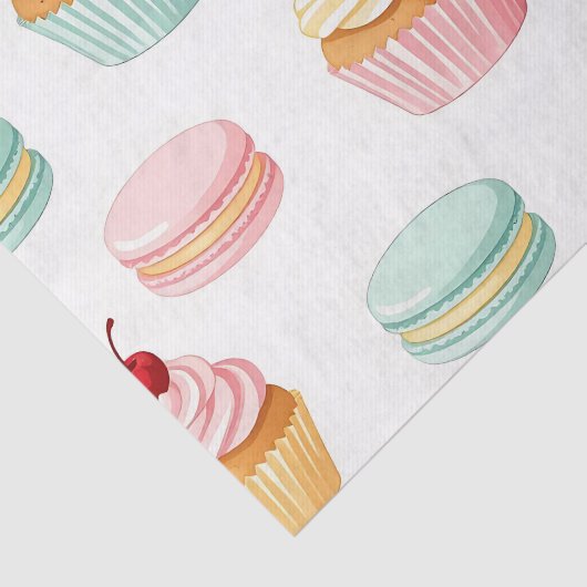 Sweet Cupcake Macaron Pattern Seidenpapier (Ausschnitt)