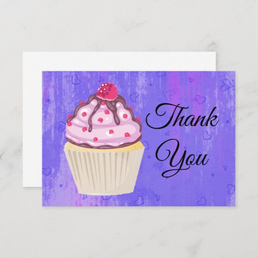 Sweet Cupcake mit Himbeere oben Danke (Vorne/Hinten)