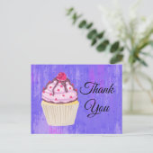 Sweet Cupcake mit Himbeere oben Danke Postkarte (Stehend Vorderseite)