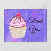 Sweet Cupcake mit Himbeere oben Danke Postkarte (Vorderseite)