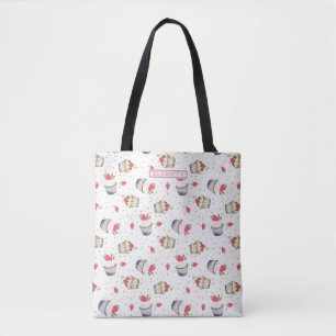 Sweet Cupcake Pink Mit Monogramm Tote Bag Tasche