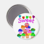 "Sweet" Cupcake Stack mit hellen Herzen Magnet (Vorderseite/Rückseite)