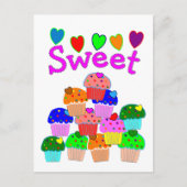 "Sweet" Cupcake Stack mit hellen Herzen Postkarte (Vorderseite)