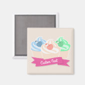 Sweet Cupcake Trio Benutzerdefinierter Text Magnet (Vorderseite/Rückseite)