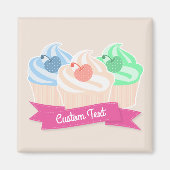 Sweet Cupcake Trio Benutzerdefinierter Text Magnet (Vorne)