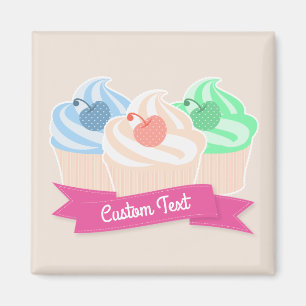 Sweet Cupcake Trio Benutzerdefinierter Text Magnet