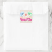 Sweet Cupcake Trio Personalisiert Pink Quadratischer Aufkleber (Tasche)