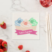 Sweet Cupcake Trio Personalisiert Pink Serviette (Beispiel)