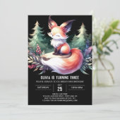 Sweet Custom Fox Geburtstag digital Einladung (Stehend Vorderseite)