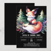 Sweet Custom Fox Geburtstag digital Einladung (Vorne/Hinten)