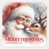 Sweet Custom Santa Rudolph Merry Holiday Sticker (Vorderseite)