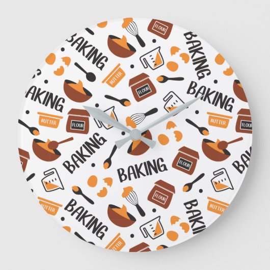 Sweet Cute Baking Art Pattern I Große Wanduhr (Vorderseite)