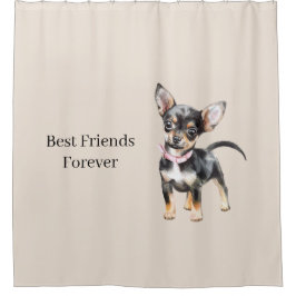 Sweet Cute Brown Cream Chihuahua Dog Best Friends Duschvorhang