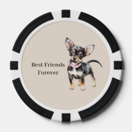 Sweet Cute Brown Cream Chihuahua Dog Best Friends Pokerchips