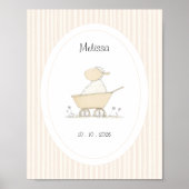 Sweet Cute Sheep Beige Nursery Name Date Poster (Vorne)