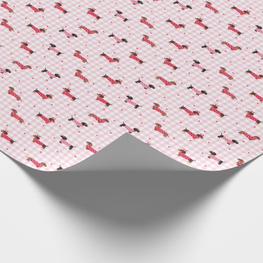 Sweet Dachshund Plaid Pattern Wrapping Paper Roll Geschenkpapier (Ecke)