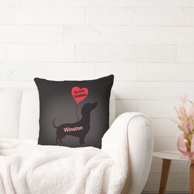 Sweet Dackel: Herzballon Kissen (Liege)