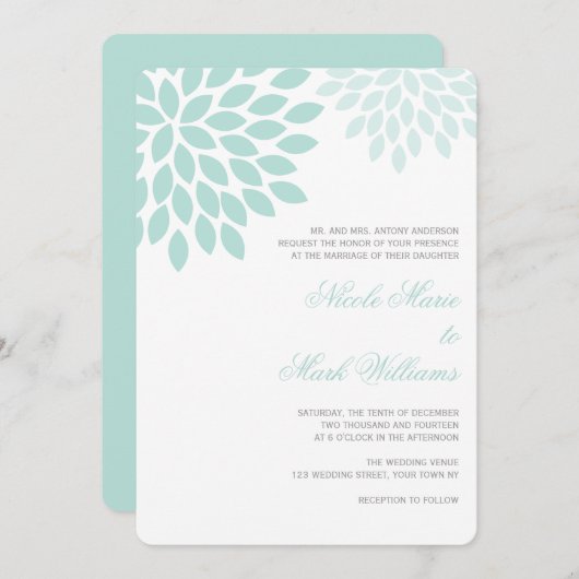 Sweet Dahlias Wedding Einladung (Vorne/Hinten)